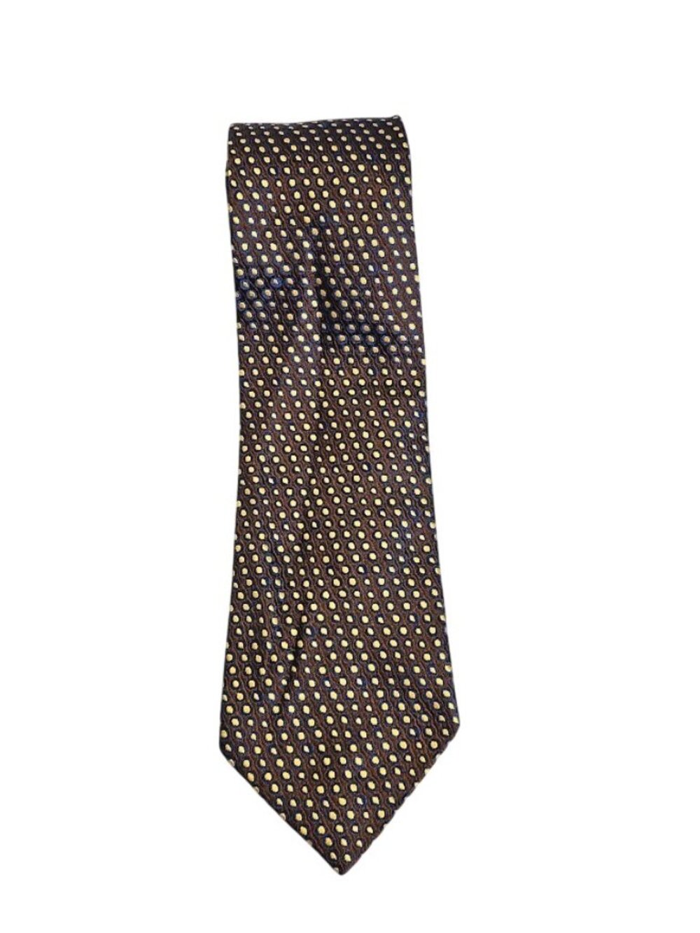 CHARVET PARIS 100% Silk Tie Necktie BLUE & GOLD Geometric Place Vendome France